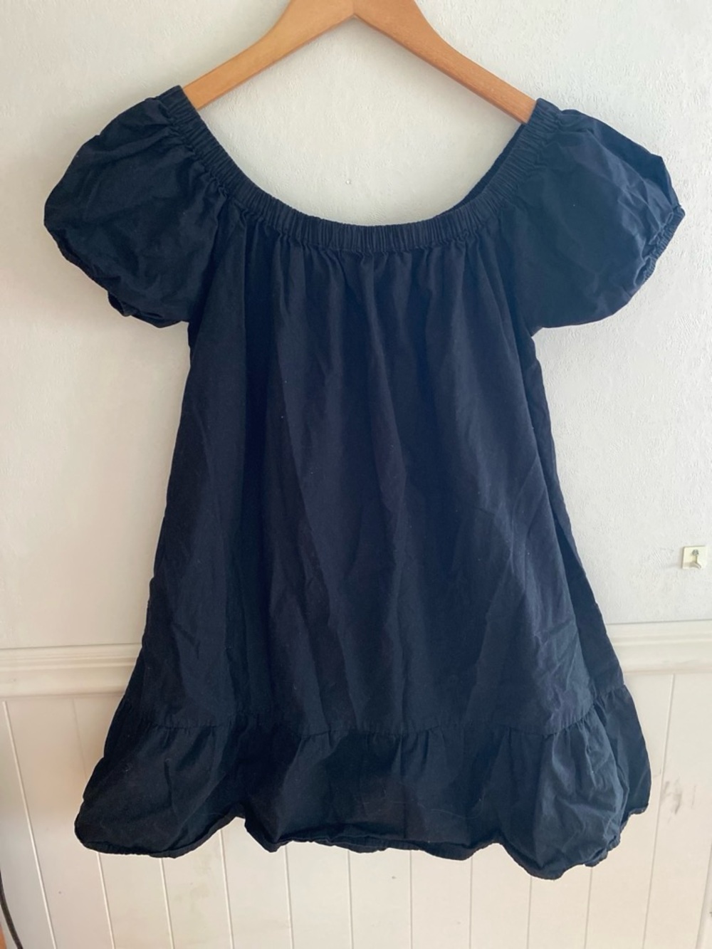 Planet Gold Black Off-Shoulder Puff-Sleeve Mini Dress